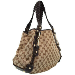 Gucci shoulder Horsebit Brown Canvas GG bag Pelham